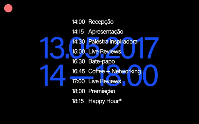 Portuguese event schedule typographic poster, minimal, swiss, dark