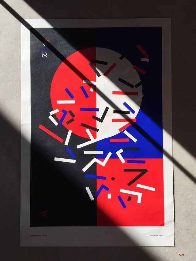 Commune de Paris constructivist poster photo, geometric, swiss, vibrant