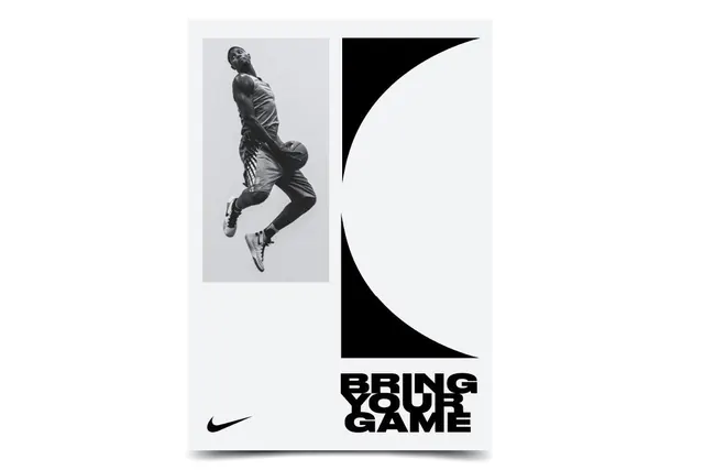 Nike Bring Your Game monochrome poster, minimal, swiss, monochrome