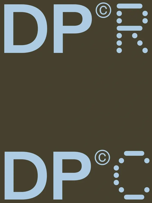 DP graphic poster with abstract marks, minimal, geometric, dark