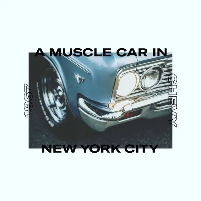 A Muscle Car in New York City, retro, photographic, cool