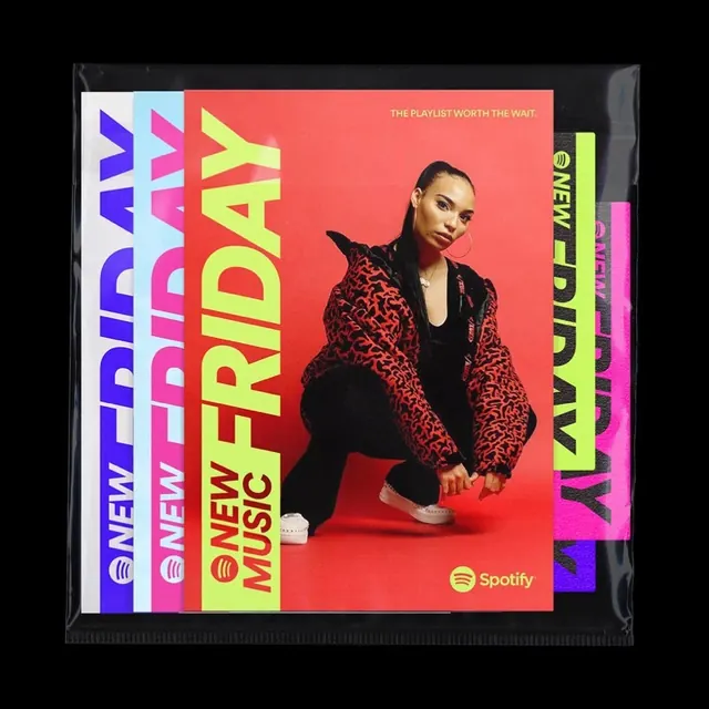 New Friday Album Cover, maximalist, neo-brutalist, vibrant