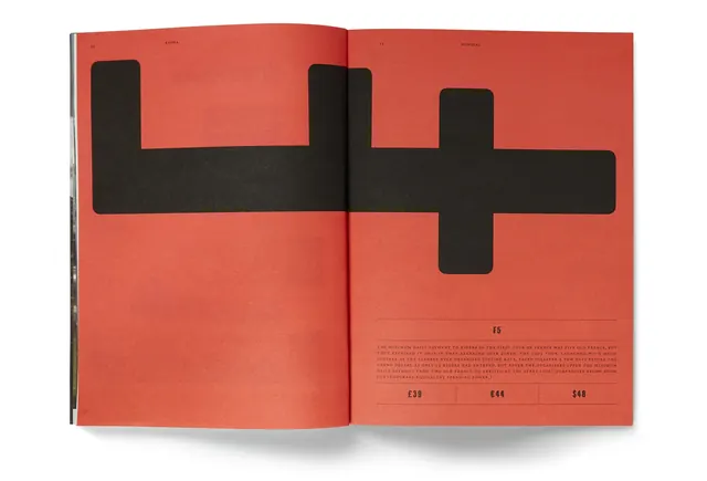 Red Editorial Spread with Bold Typography
