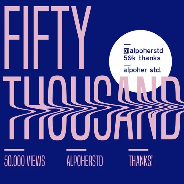Fifty Thousand Views Milestone Graphic, brutalist, neo-brutalist, vibrant