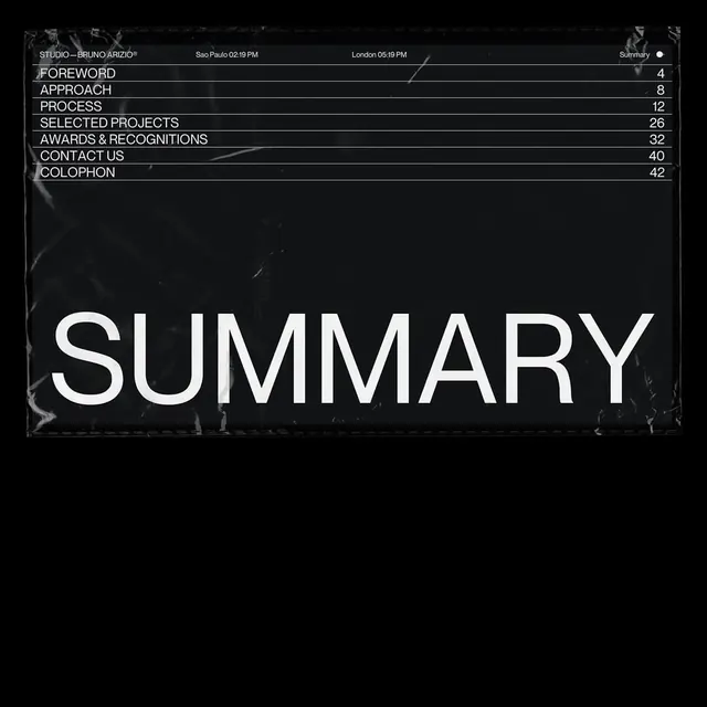 Summary Document Layout, minimal, swiss, monochrome