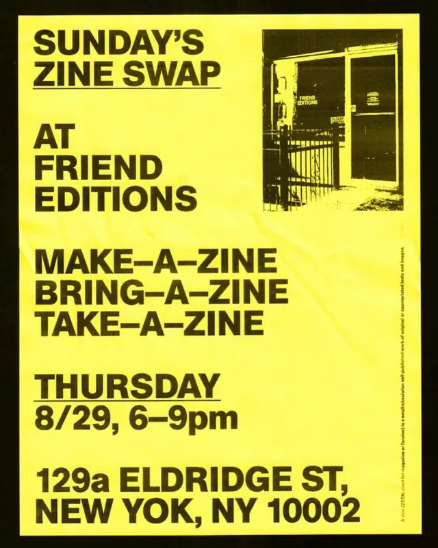 Sunday's Zine Swap Poster