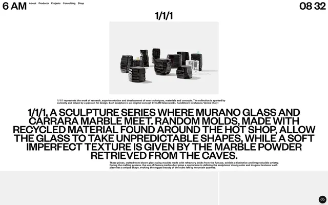 1/1 Sculpture Series Typography and Layout