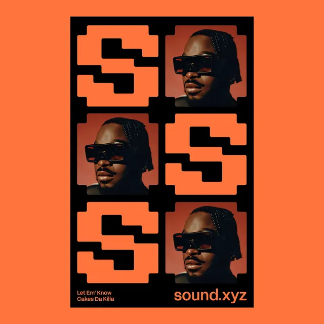 Cakes Da Killa sound.xyz promotional poster, bold, graphic, vibrant