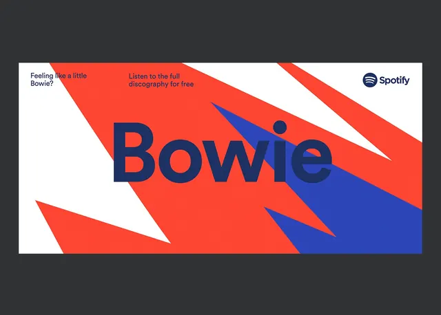 Spotify Bowie Promotional Banner, maximalist, geometric, high-contrast