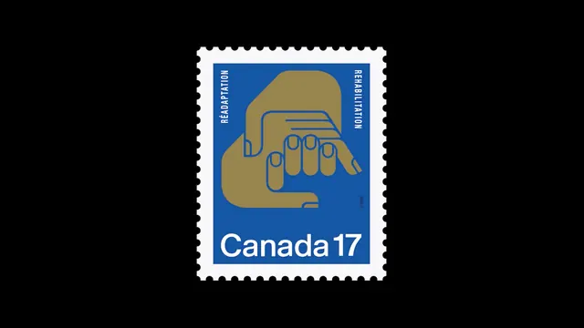 Canada 17 Postage Stamp, minimal, retro, high-contrast