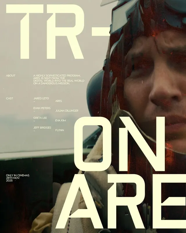 Tron Ares Movie Poster, minimal, editorial, dark