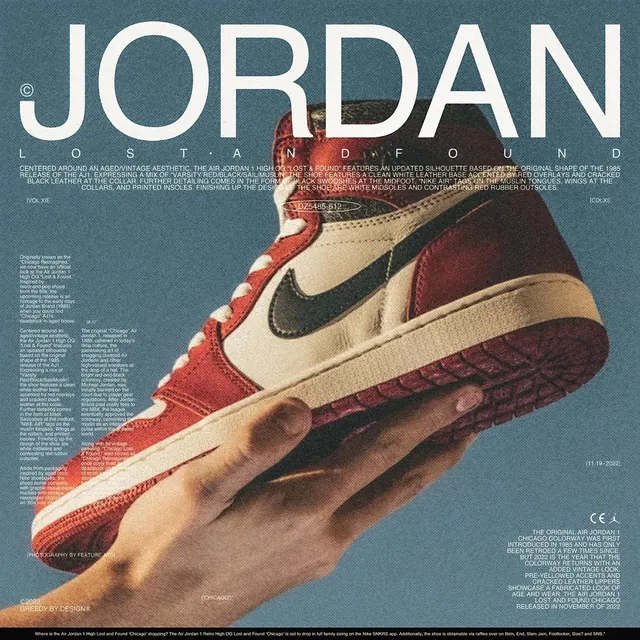 Air Jordan Lost and Found editorial poster, editorial, retro, cool