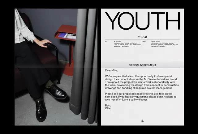 Youth Studio agreement diptych, editorial, minimal, monochrome