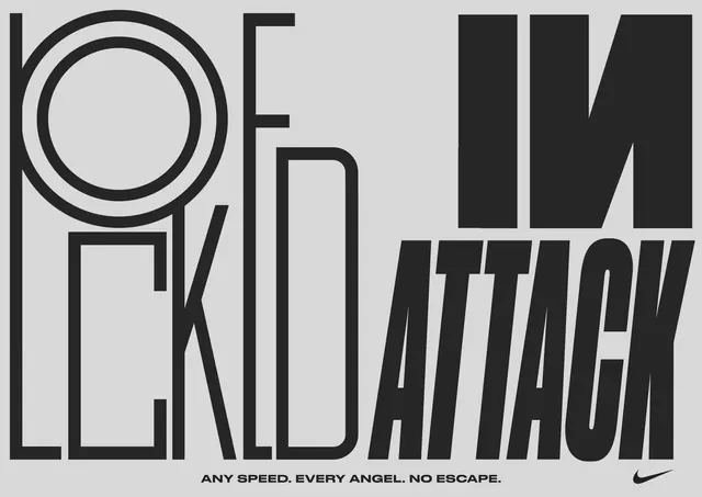 Nike Locked In Attack poster, swiss, minimal, monochrome