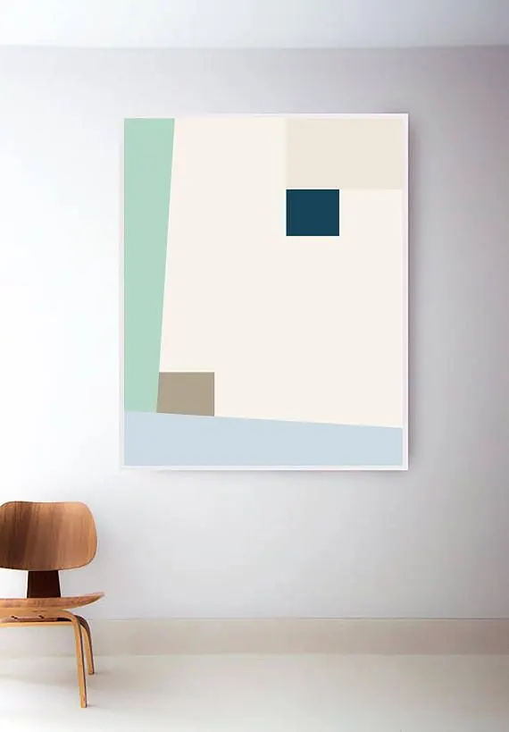 Geometric abstract print interior mockup, geometric, minimal, muted