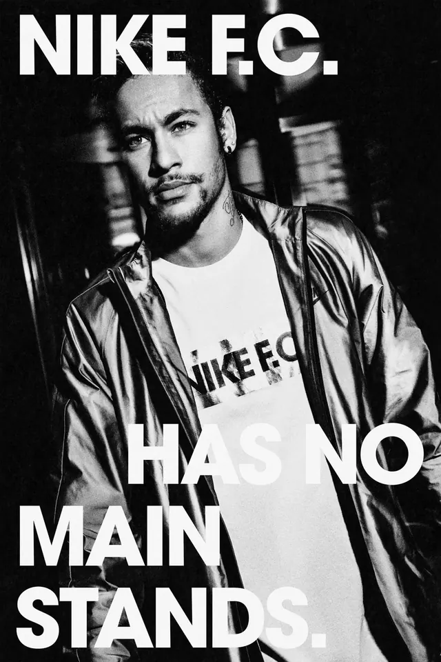 Nike FC Neymar monochrome campaign poster, photographic, monochrome, monochrome