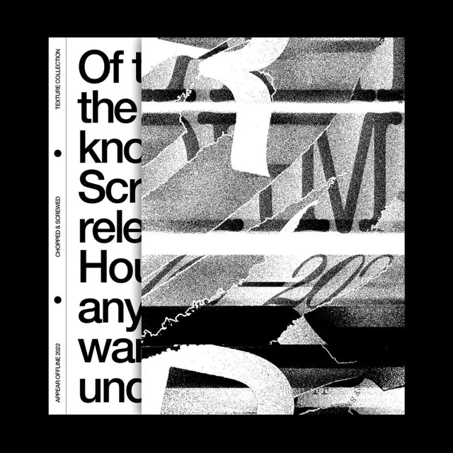 Chopped and screwed texture collage poster, brutalist, neo-brutalist, monochrome