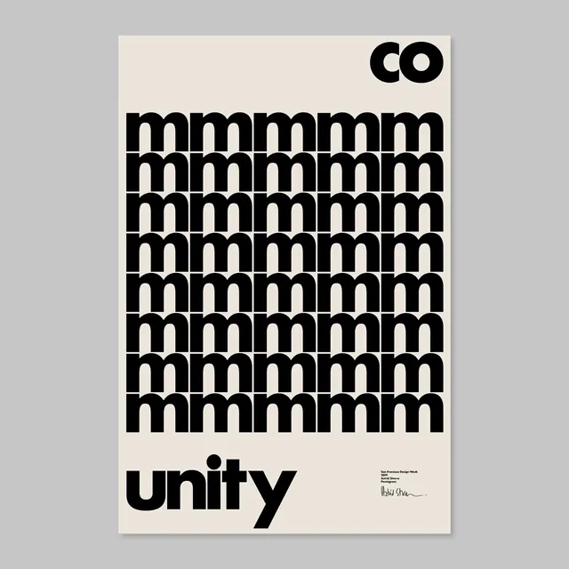 SF Design Week community m poster, minimal, swiss, light