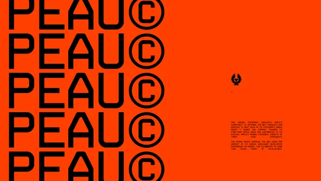 PEAU orange typographic poster, swiss, editorial, vibrant