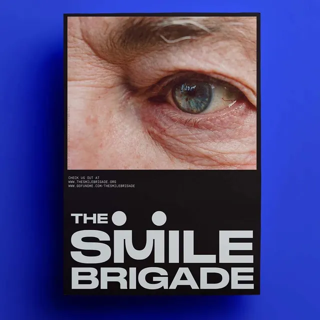 The Smile Brigade charity poster, editorial, photographic, dark