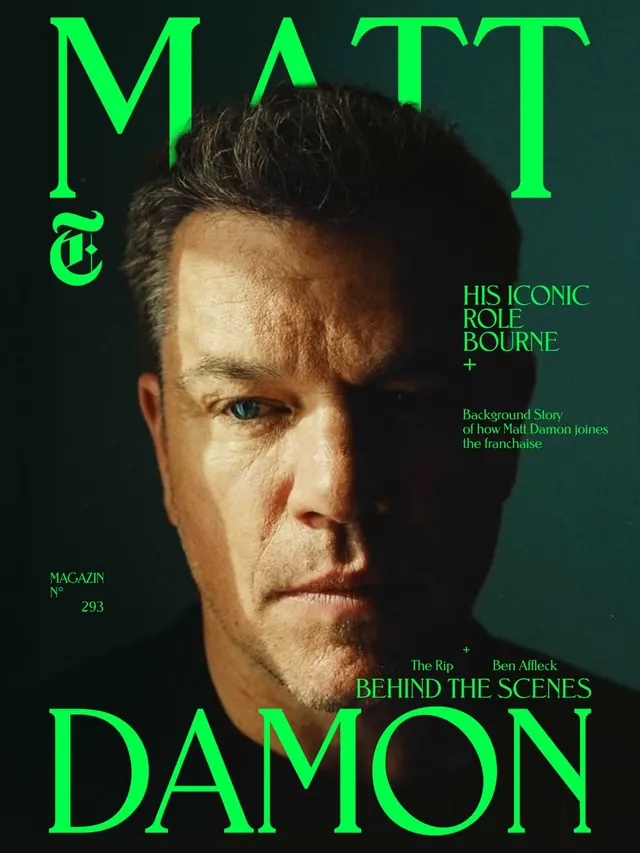 Matt Damon magazine cover, editorial, photographic, dark