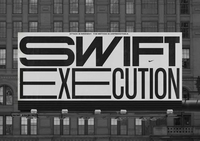 Swift Execution Billboard, brutalist, minimal, monochrome