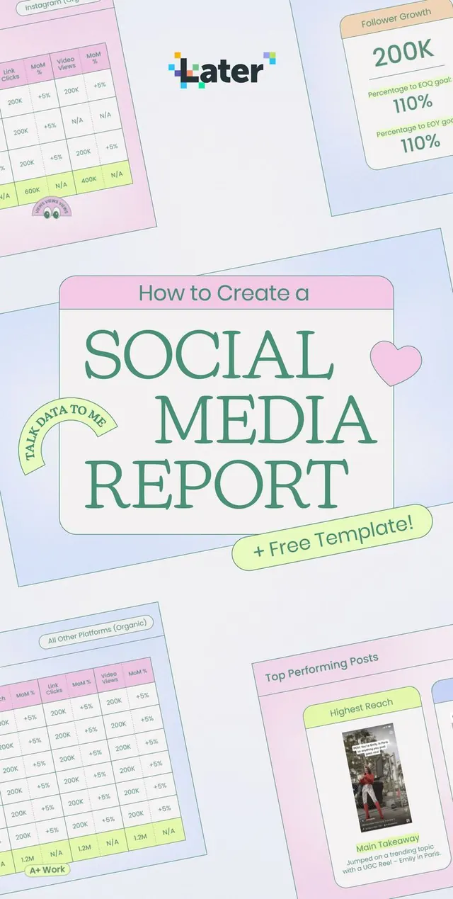 How to Create a Monthly Social Media Report (+ Free Template!), editorial, playful, pastel