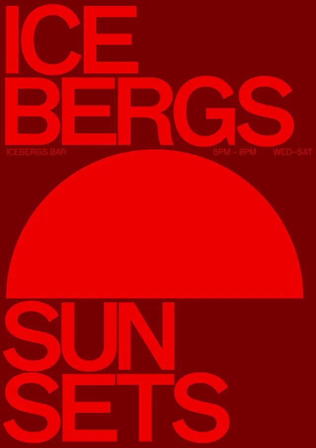 Icebergs Sunsets Graphic, brutalist, maximalist, high-contrast