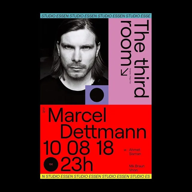 The Third Room event poster with Marcel Dettmann, minimal, editorial, vibrant