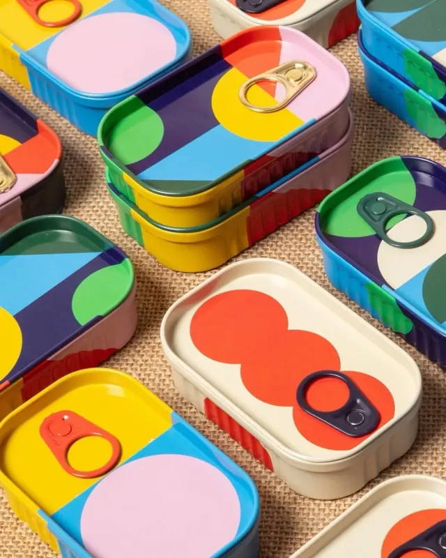 Tinned Goods Packaging, geometric, playful, vibrant