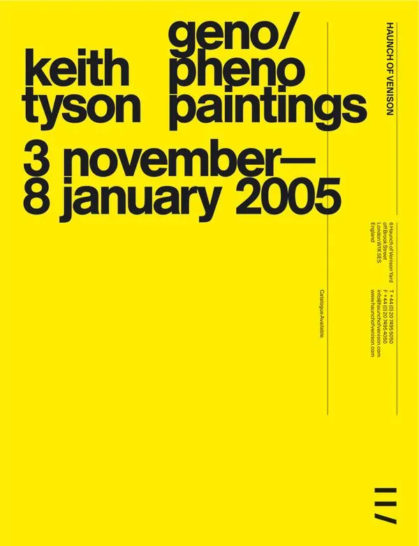 Keith Tyson and Geno Pheno exhibition poster, swiss, editorial, vibrant