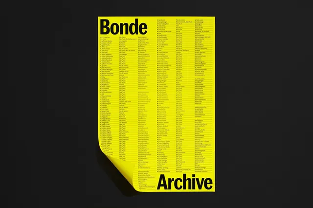 Bonde Archive poster with high-contrast typography, editorial, technical, vibrant