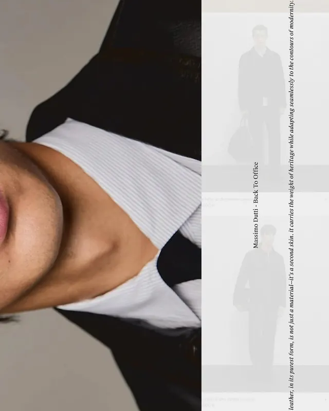 Split-screen editorial layout with man and silhouettes, editorial, minimalist, light