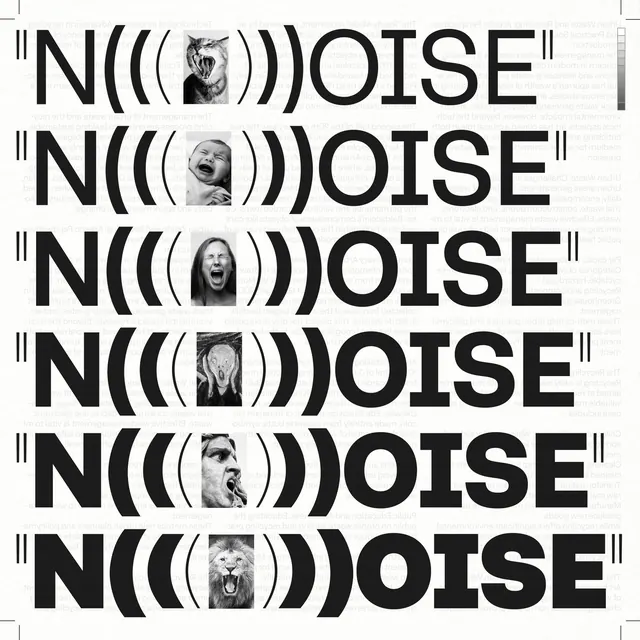 N(())OISE typography poster, geometric, monochrome, dark