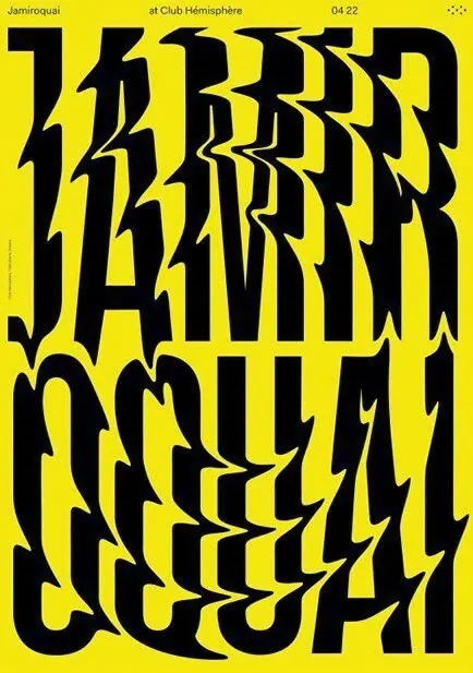 Electric yellow concert poster, bold, maximalist, vibrant