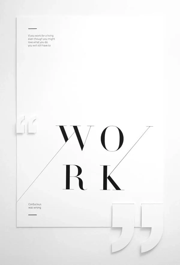 Work quote poster with serif typography, editorial, minimal, light