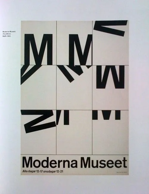 Moderna Museet exhibition poster with bold typography, swiss, minimal, monochrome