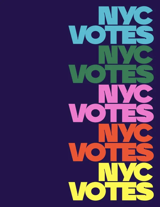 NYC Votes stacked text poster, flat, bold, vibrant