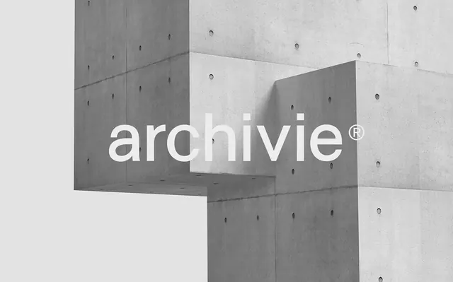 Archivie branding—concrete architectural typography, minimal, corporate-clean, light