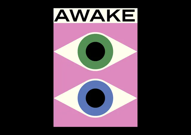 AWAKE Graphic, neo-brutalist, flat, high-contrast