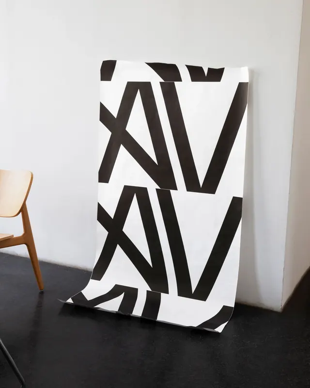 Bold black and white typographic poster, minimal, swiss, dark
