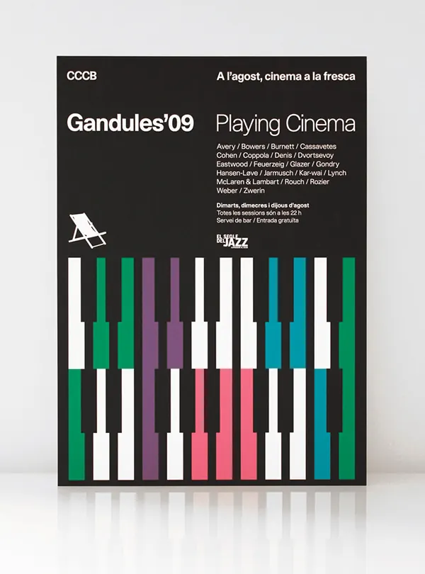 Playing Cinema Poster, swiss, minimal, high-contrast