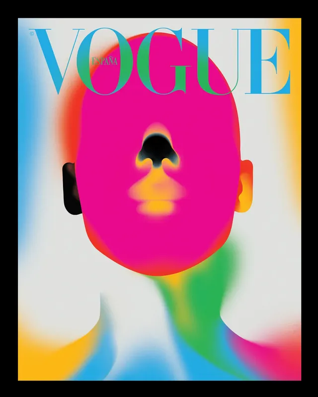 Marta Cerdà Alimbau Vogue España cover design, illustrated, gradient-heavy, vibrant