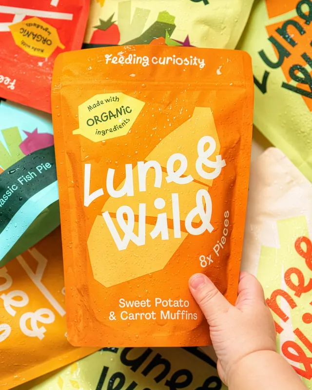 Lune & Wild packaging identity (slide 2), illustrated, playful, vibrant