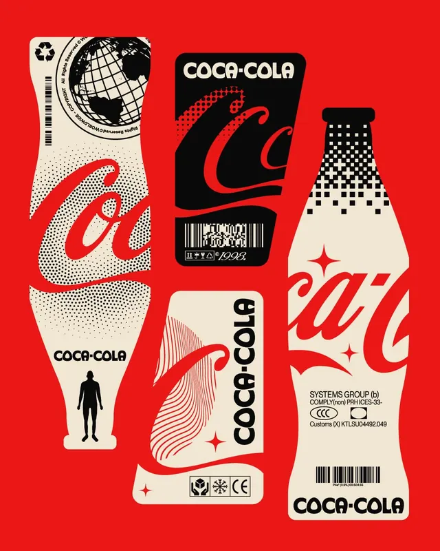 Coca-Cola experimental package design series (slide 1), experimental, typographic, high-contrast
