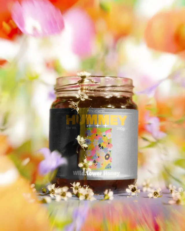 Hummey: organic honey branding & packaging (slide 2), illustrated, organic, vibrant