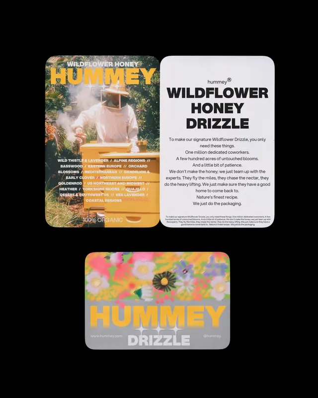 Hummey: organic honey branding & packaging (slide 4), illustrated, organic, vibrant