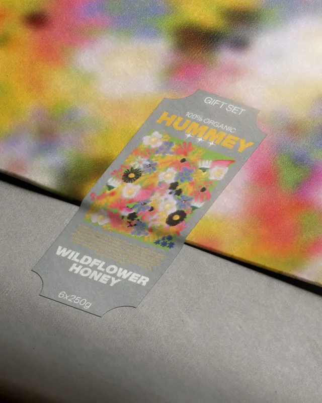 Hummey: organic honey branding & packaging (slide 6), illustrated, organic, vibrant