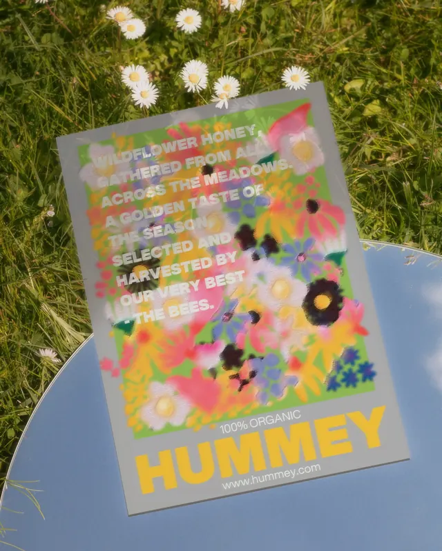 Hummey: organic honey branding & packaging (slide 10), illustrated, organic, vibrant
