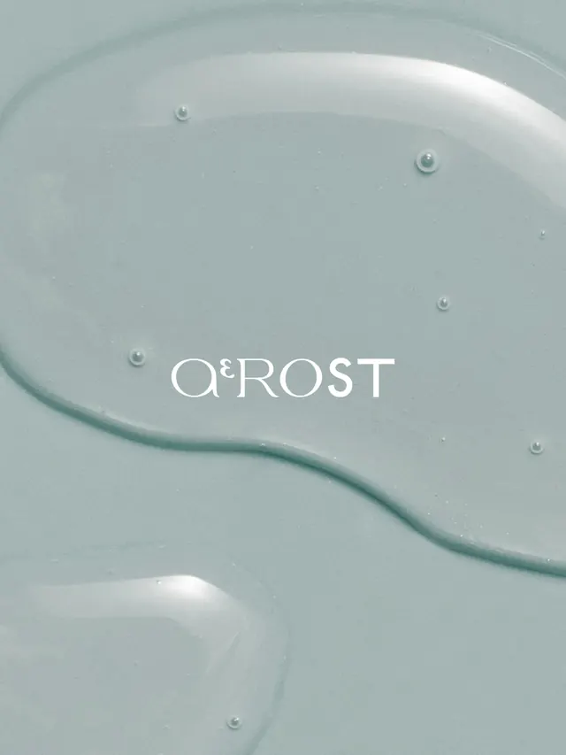 ΑEROST fragrance branding and packaging (slide 2), minimal, editorial, cool